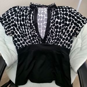 Women's L Cocomo Black & White Dress Shirt